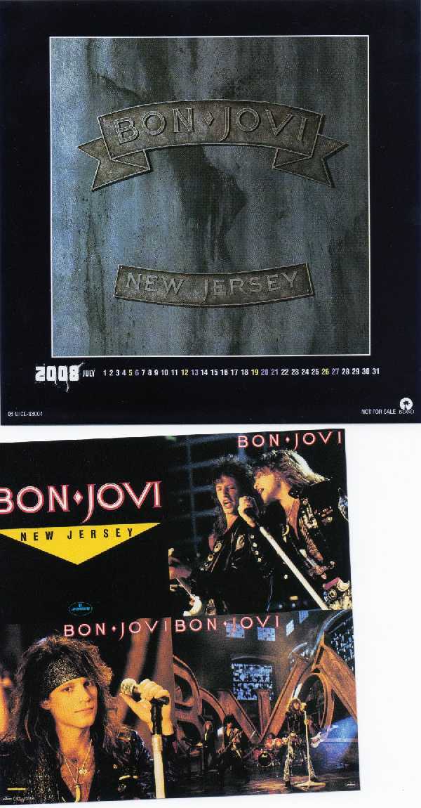 July 2008 calendar sheet; promo picture, Bon Jovi - New Jersey